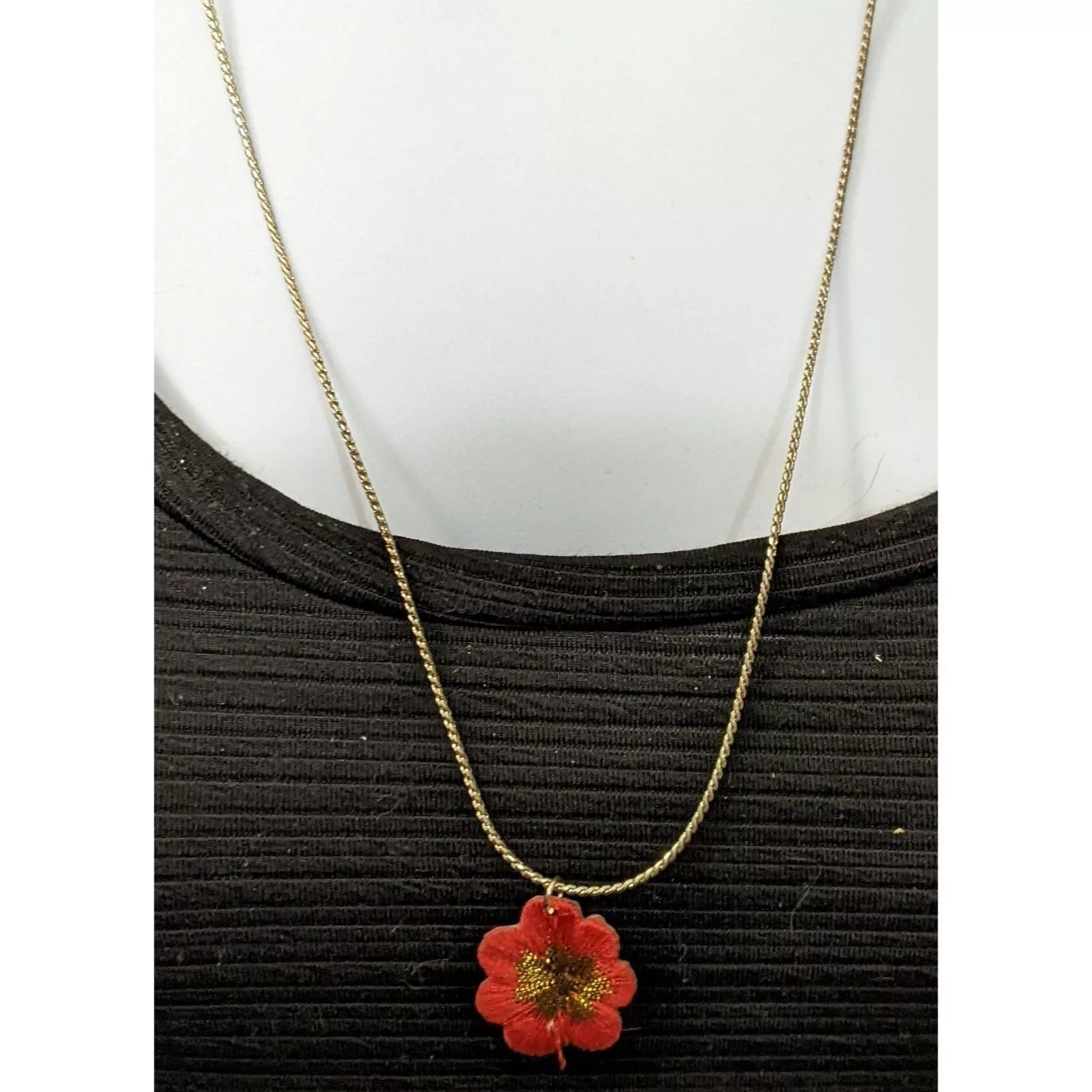 Other Necklaces Other Red Minimalist Embroidered Flower Necklace