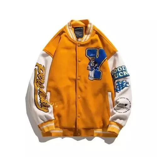 Other Bombers Other Retro American English Knitted Embroidered Baseball Yellow Streetwear