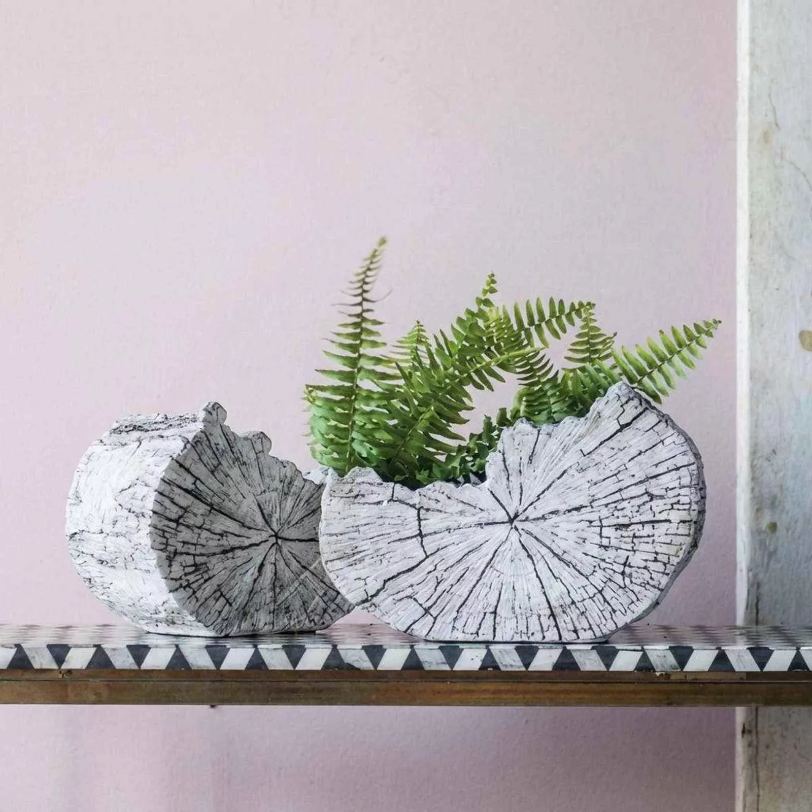 White Bois Slice Planter - Curated Home Decor
