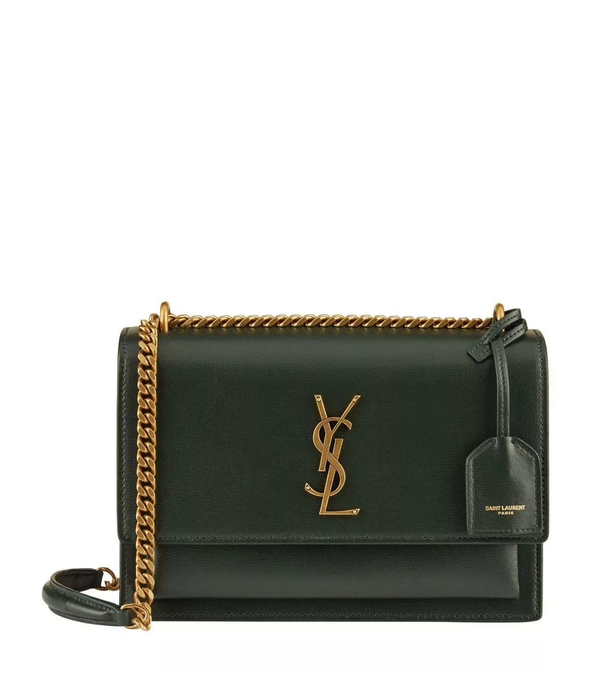 Yves Saint Laurent Shoulder Bags Yves Saint Laurent Sunset Bag Dark Green in Smooth Leather