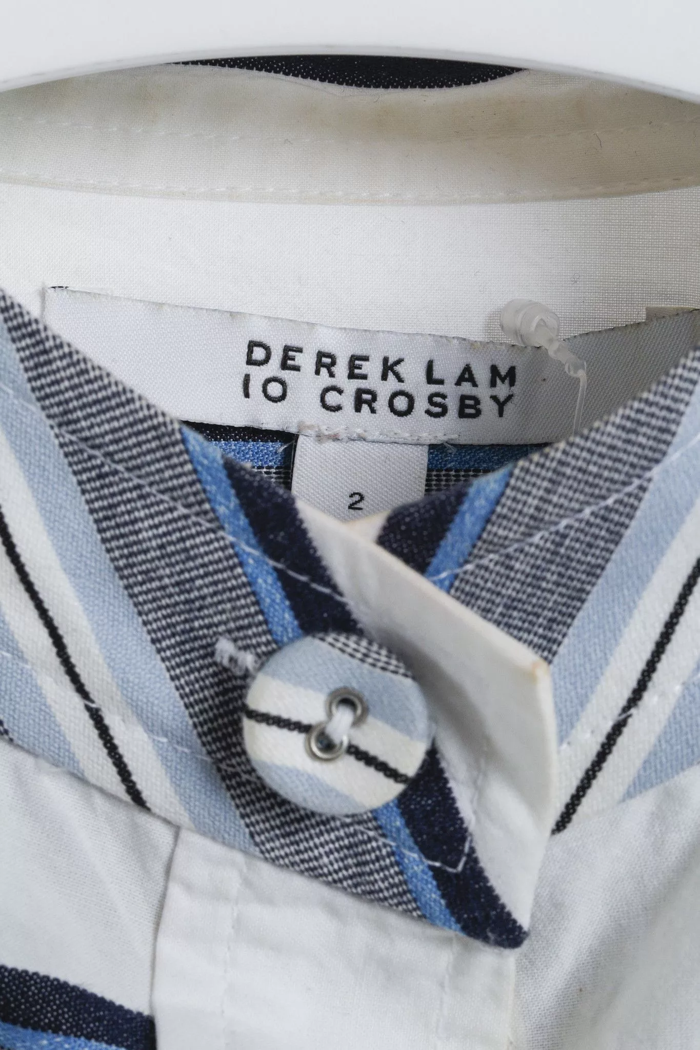Derek Lam 10 Crosby Blouses Derek Lam 10 Crosby Derek Lam White Cotton Button Down w/ Blue Striped P Multi