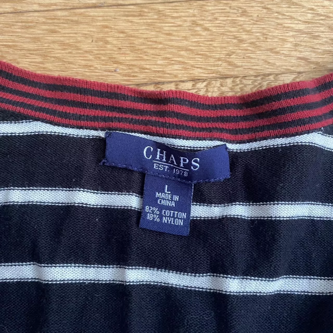 Chaps Button Ups Chaps button up stripped sweater Black