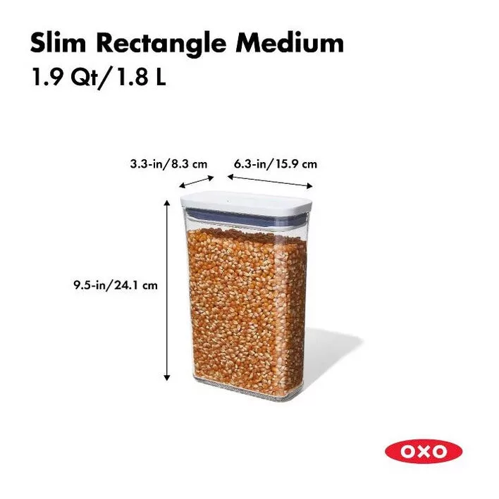 Slim Rectangle Medium 1.9 QT Pop Container
