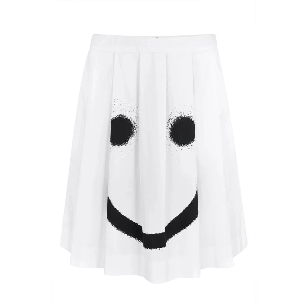 Moschino Midi Skirts Moschino White Skirt with Sprayed Smiley Face Print
