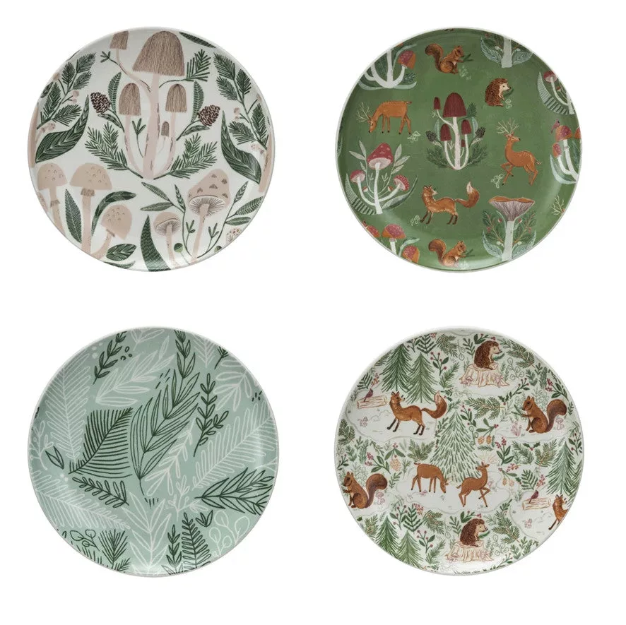 Stoneware Woodland Plate, 4 asstd