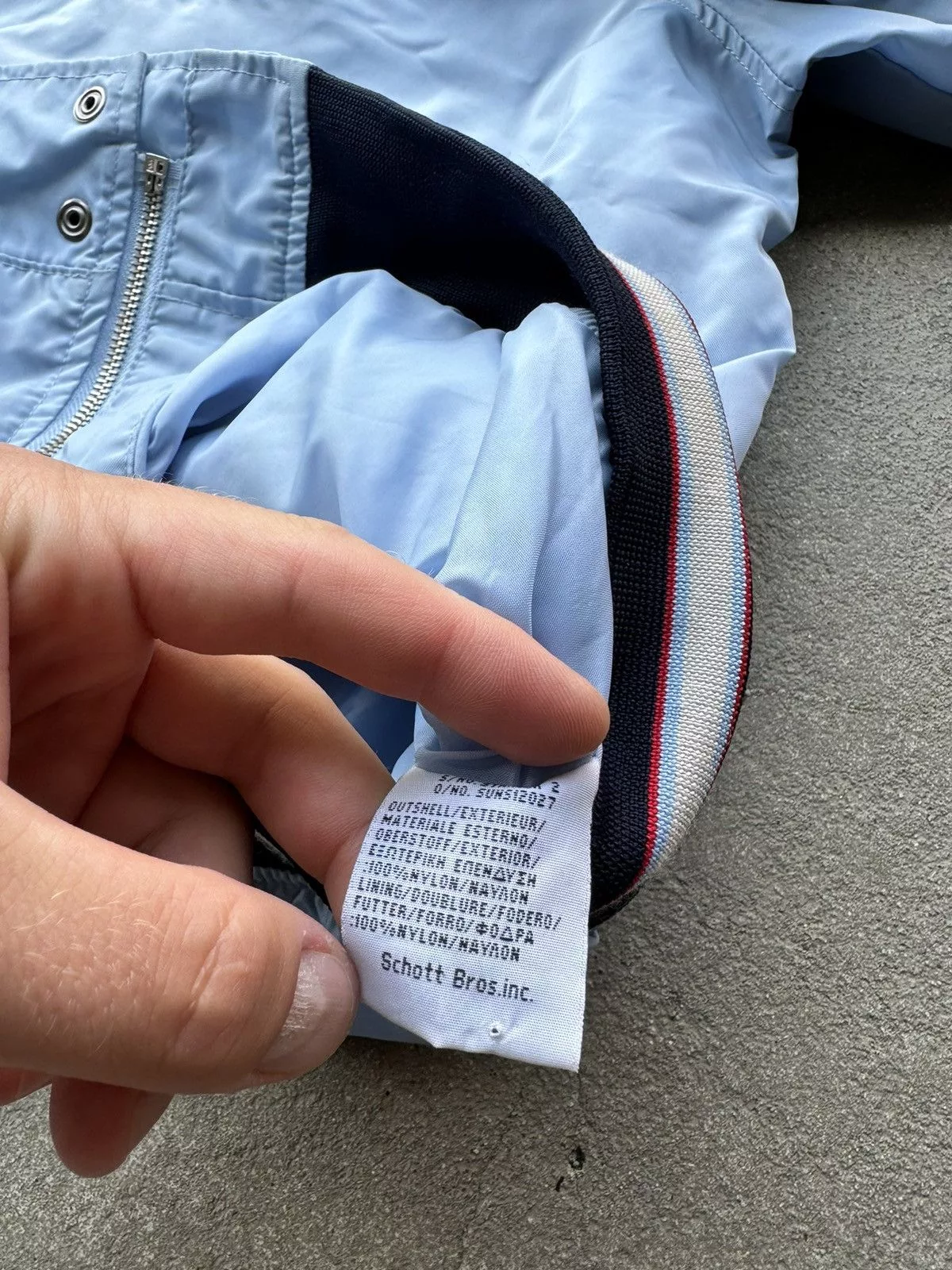 Schott Light Jackets Schott × Vintage Schott NYC Varsity Nylon Bomber Light Jacket Blue Streetwear