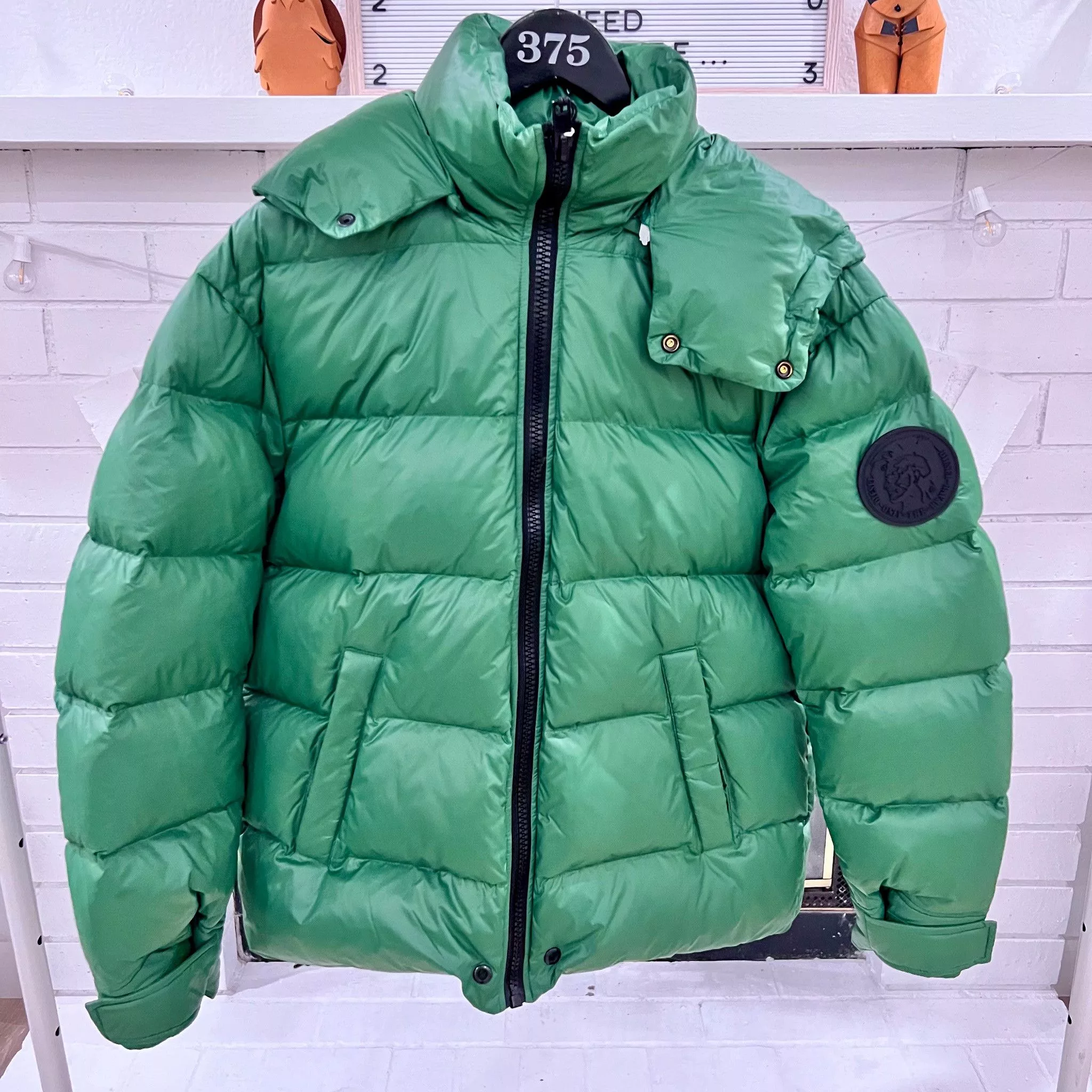 Diesel Bombers Diesel Green W-Smith Detachable Hoodie Puffer Jacket Streetwear