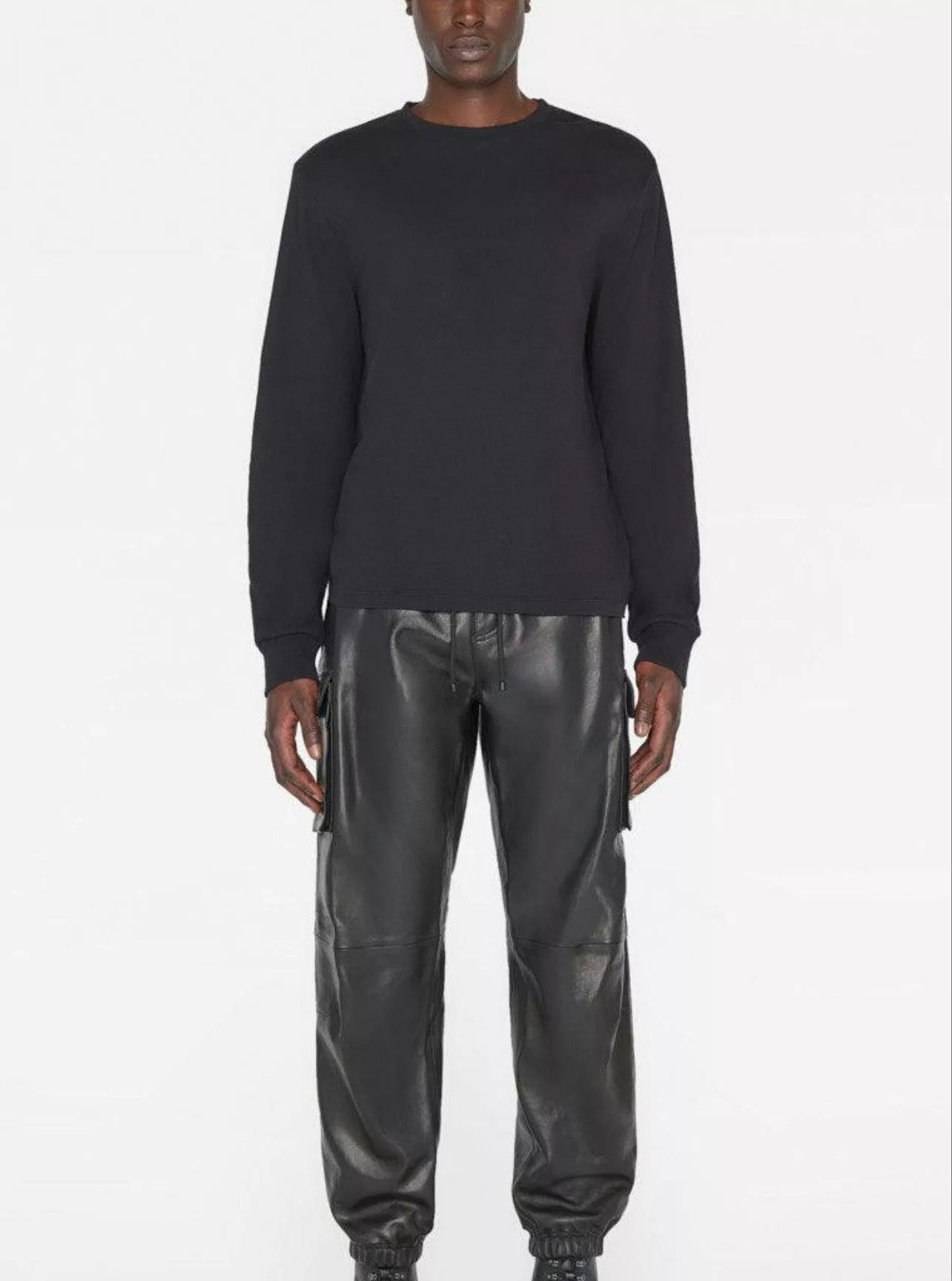 Frame Sweatpants Joggers Frame CARGO LAMBSKIN PANT Black