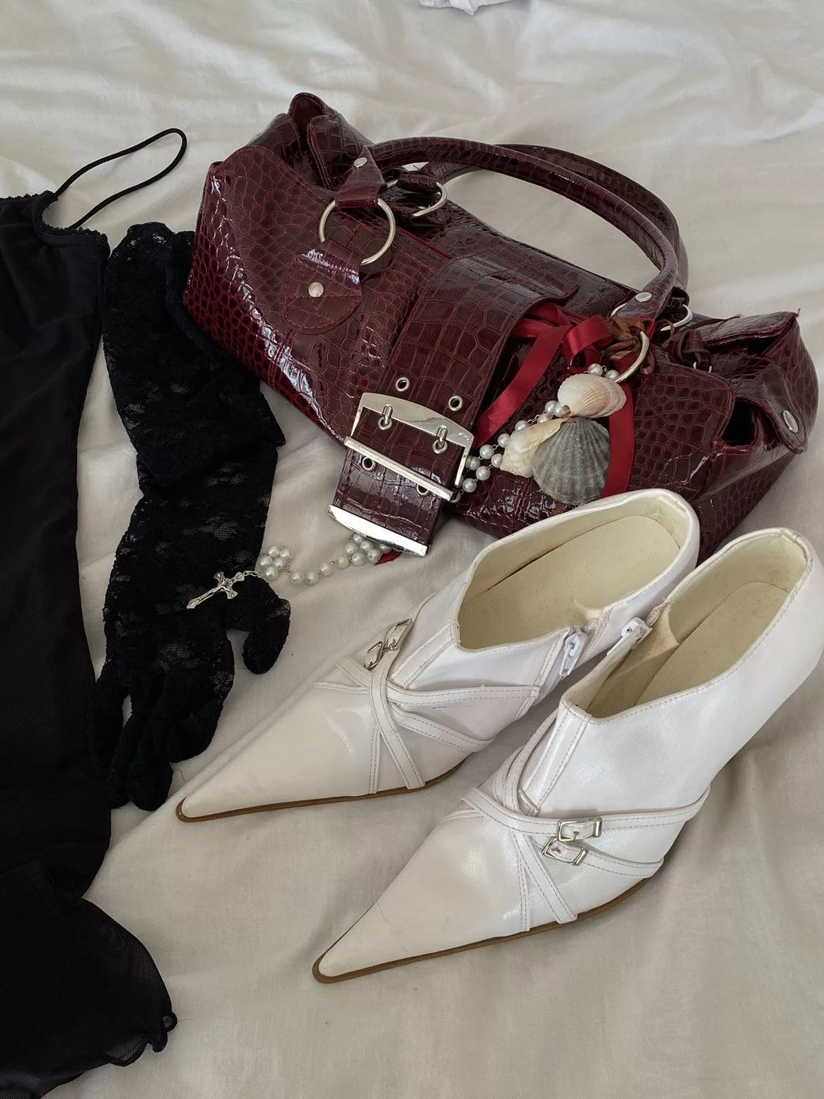 Vintage Platforms Vintage white pointy toe boots