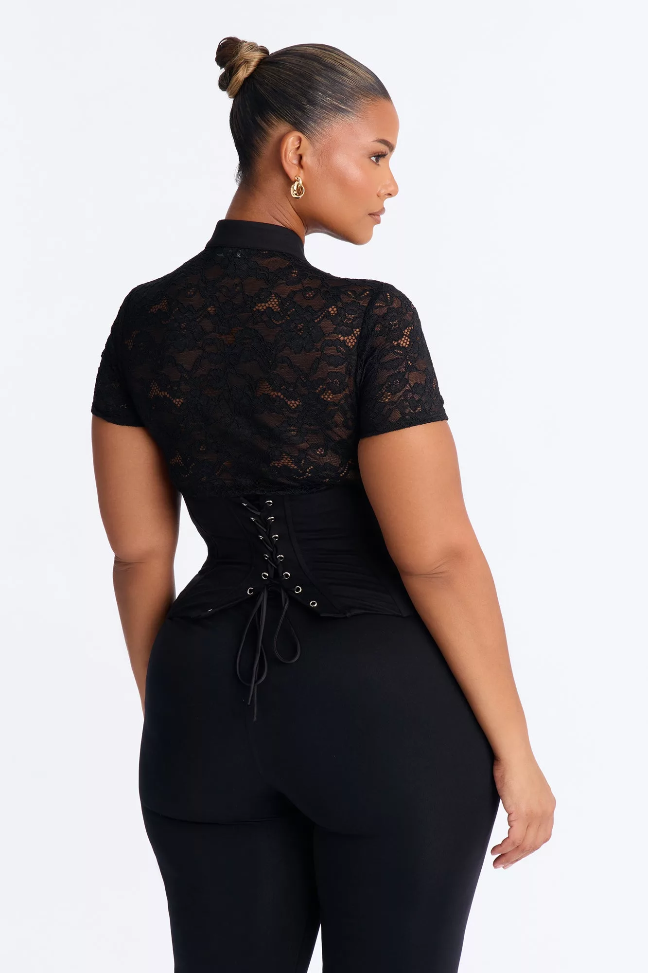 Katherine Lace Corset Top - Black