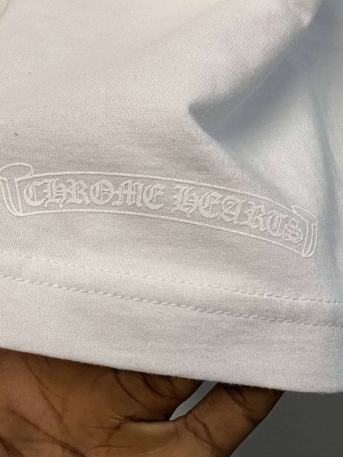 Chrome Hearts Long Sleeve T Shirts Chrome Hearts Script Neck Logo Triple White Longsleeve