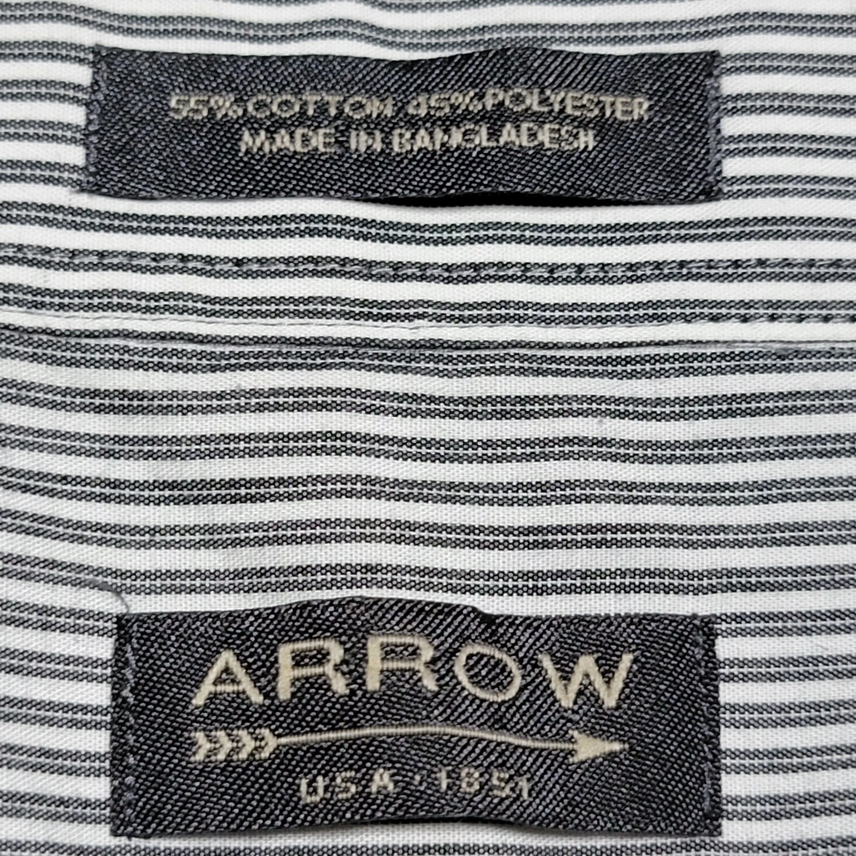 Arrow Shirts Button Ups Arrow Full Button LS White w/ Black Stripes - Size XXL Multi