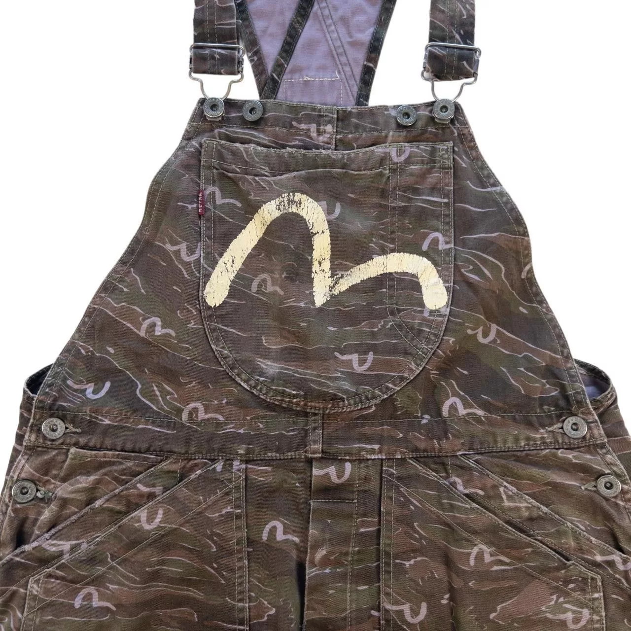 Evisu Overalls Jumpsuits Vintage Evisu Camo Monogram Dungaress Size W36 Brown