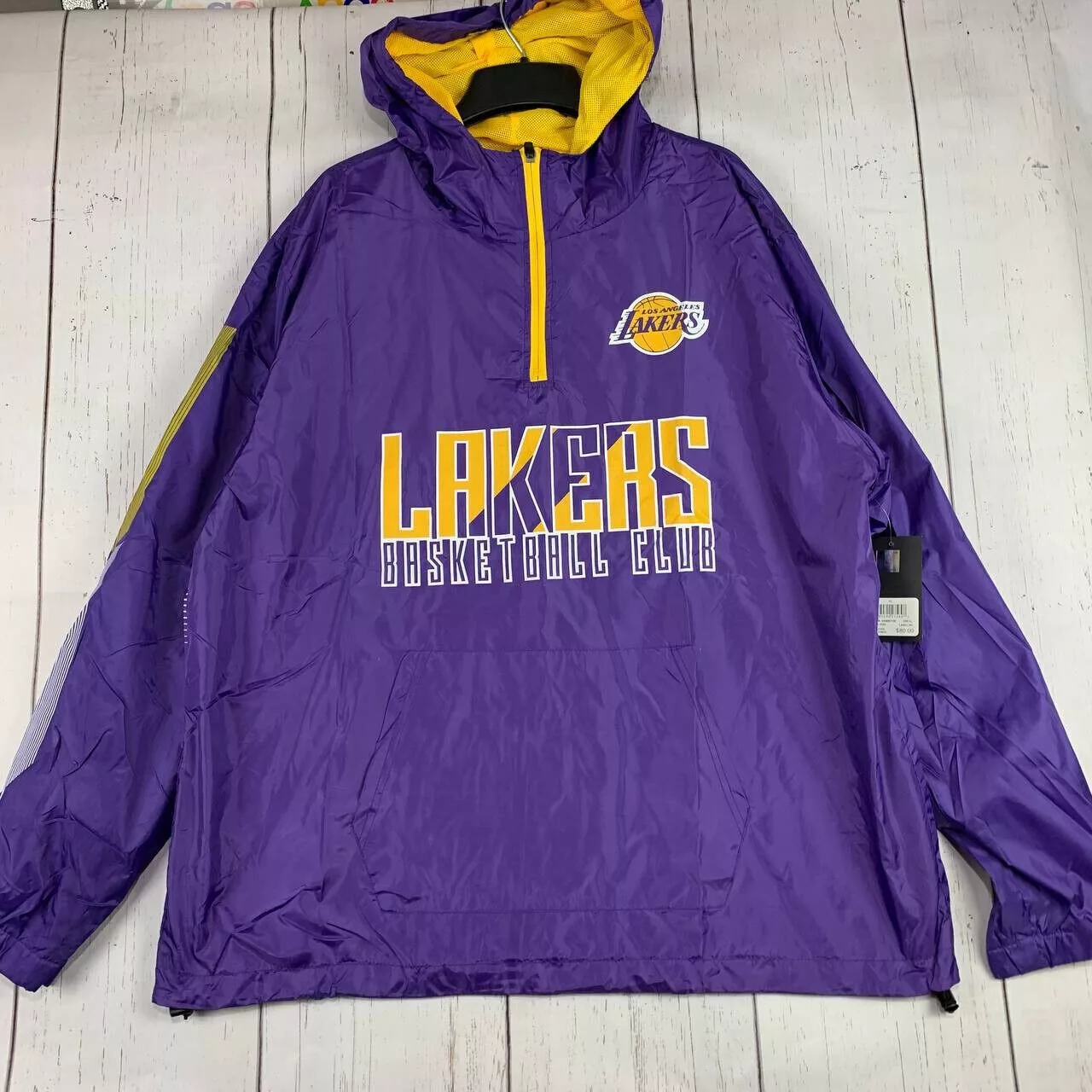 NBA Light Jackets NBA Los Angeles LA Lakers Purple 1/4 Zip Windbreaker Jacket Men