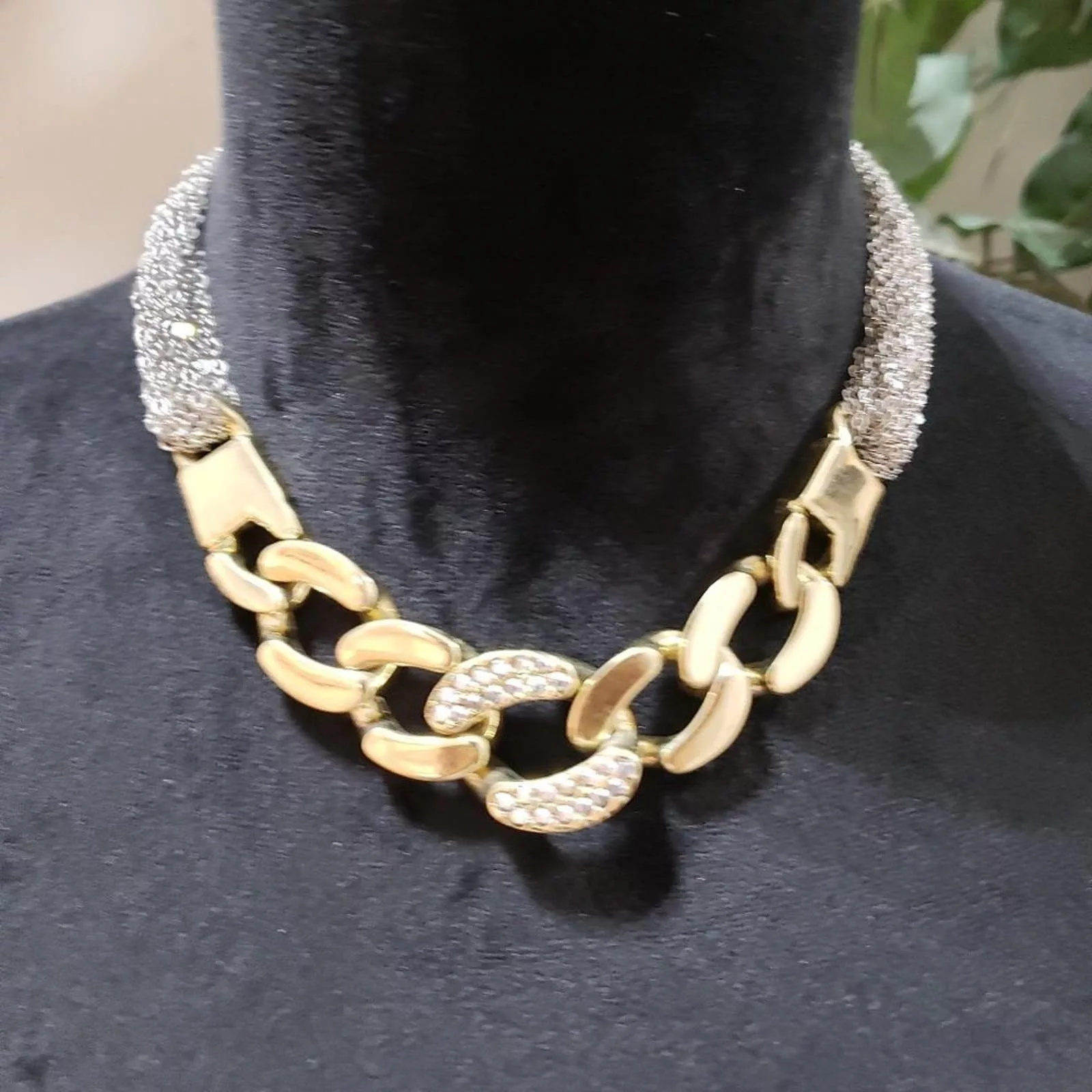 Express Necklaces Express Fashion Chunky Studded Gold Tone Link Chain Necklace