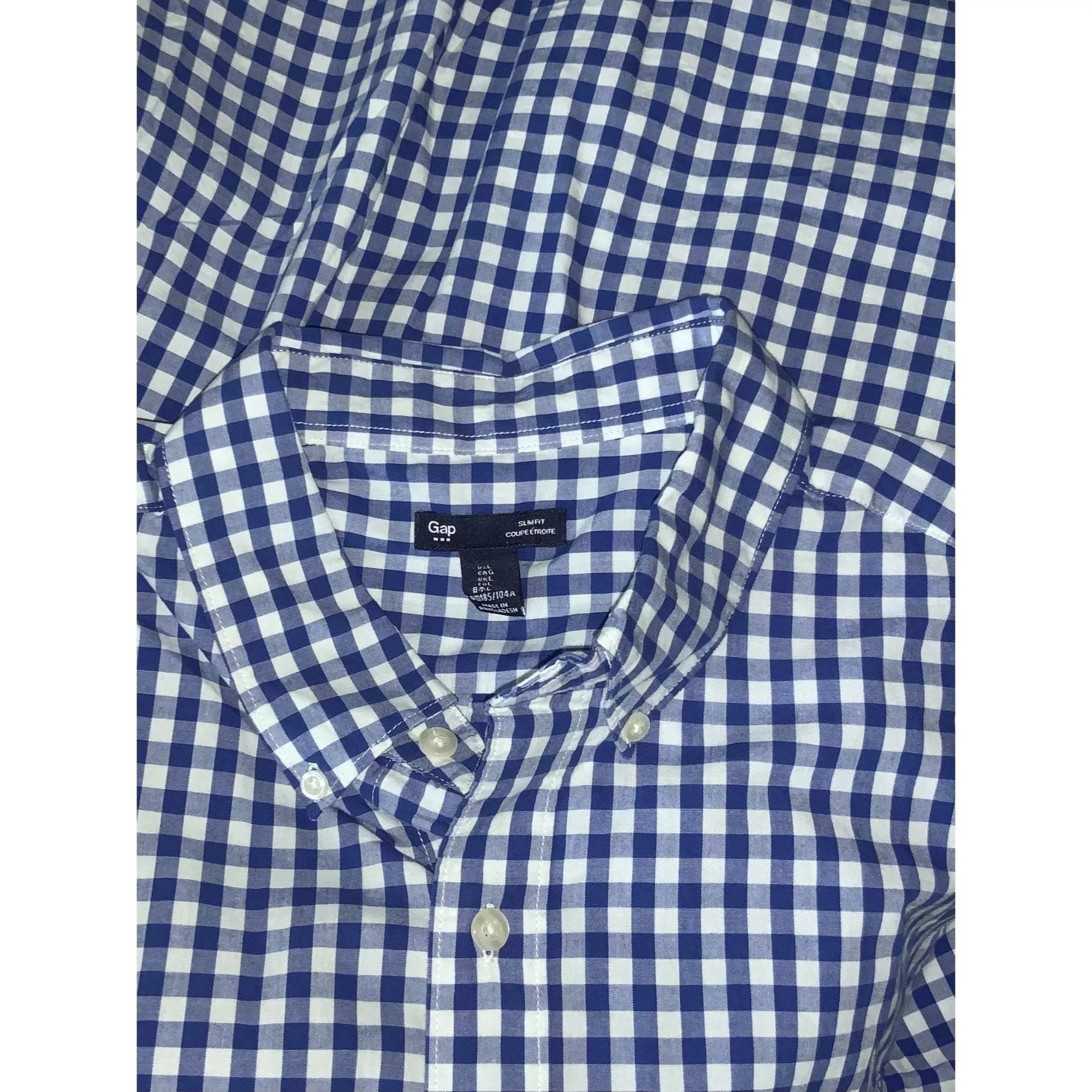 Gap Shirts Button Ups Gap Blue White Gingham Checkered Long Sleeve Button Down Shi
