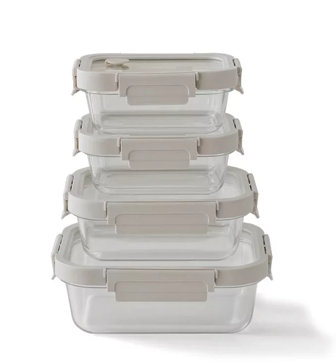 Vanilla Rectangular Glass Container Set