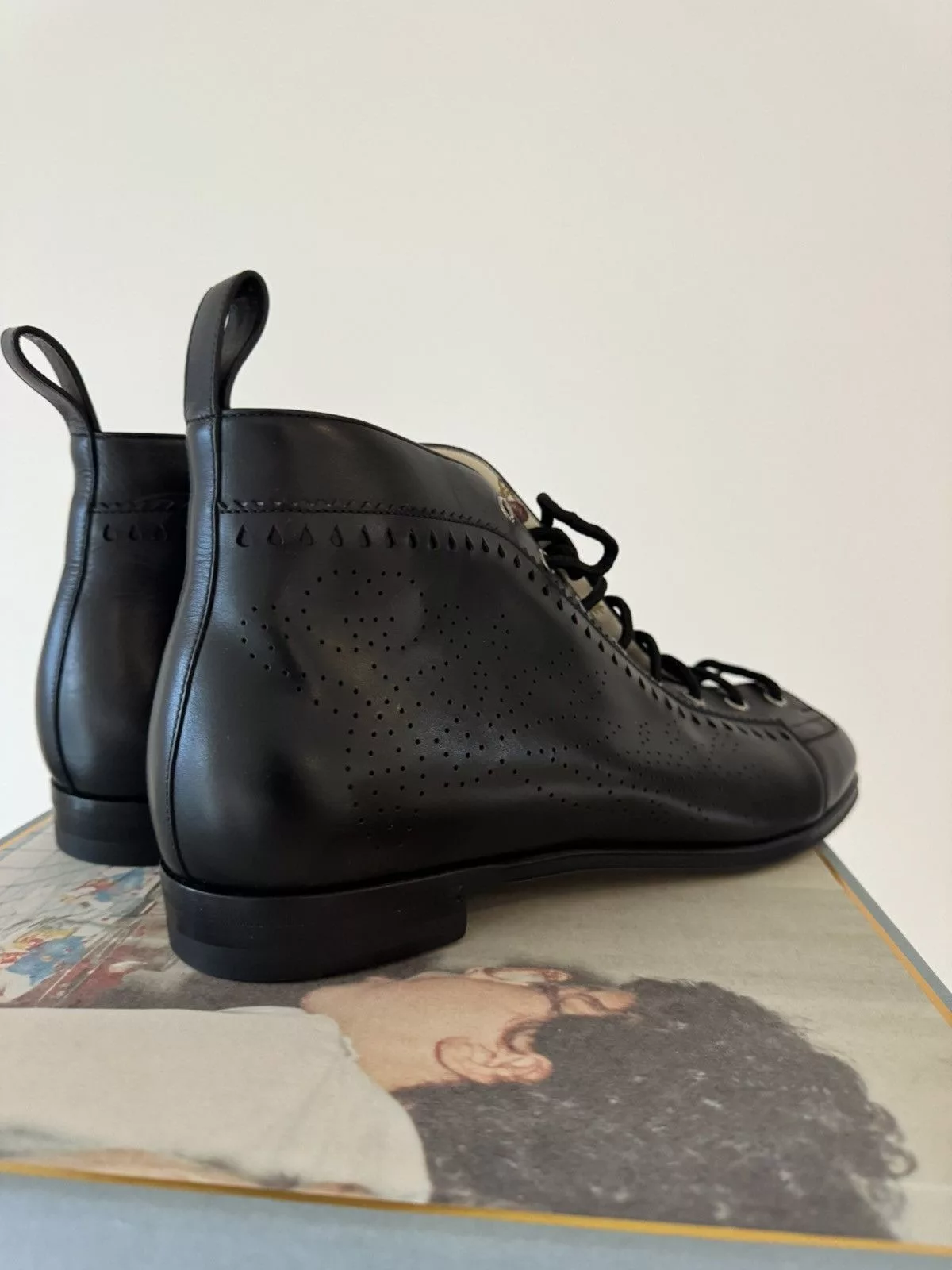 Gucci Boots GUCCI PERFORATED LEATHER JAKARTA BOOTS Black