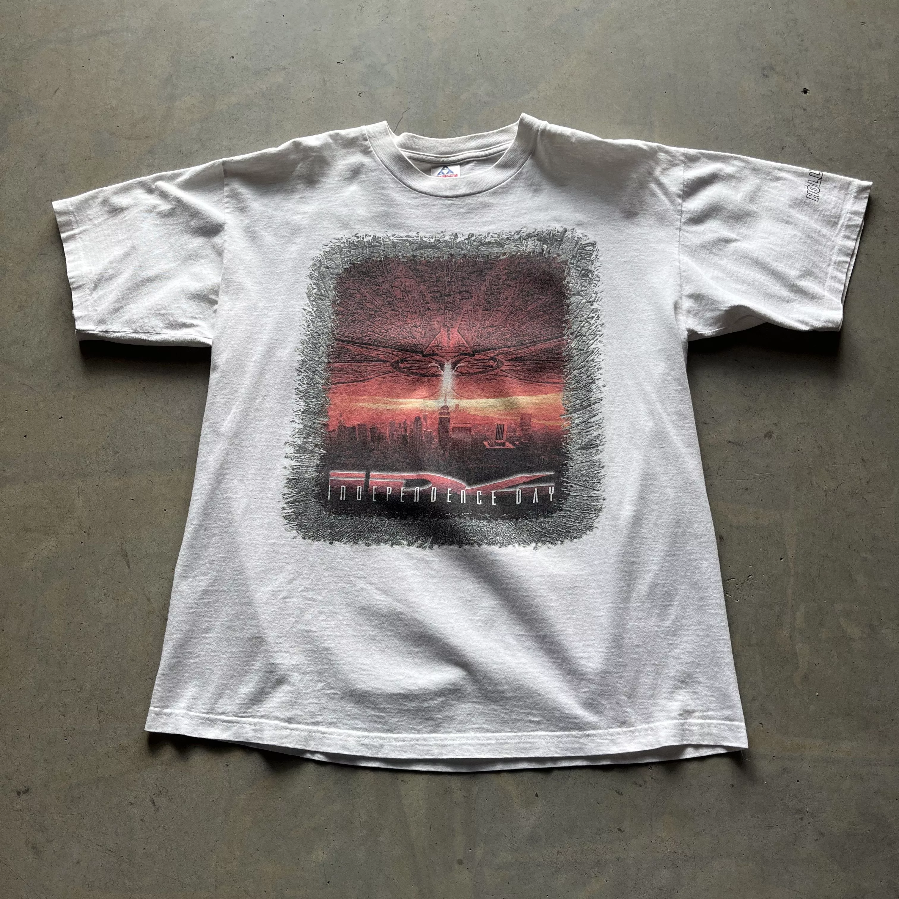 Vintage Short Sleeve T Shirts Vintage Independence Day Movie Promo Tee White