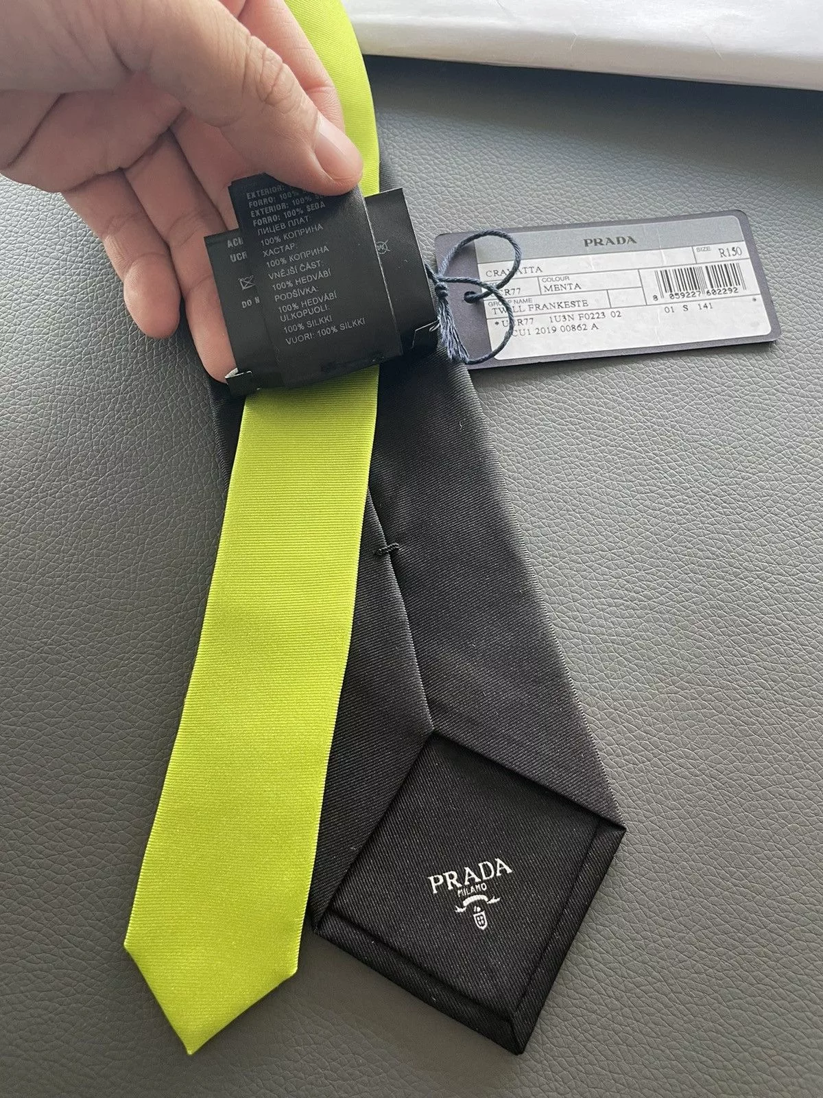 Prada Ties Pocketsquares Prada × Universal Studios Limited Edition Prada x Universal Frankenstein Pure Silk Tie Black