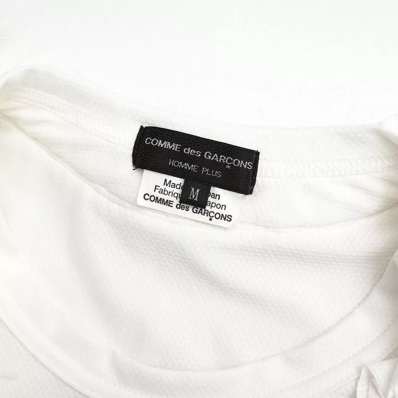 Comme des Garcons Homme Short Sleeve T Shirts Comme des Garcons Homme Short Sleeve Ruffle Decoration Printed Cotton White