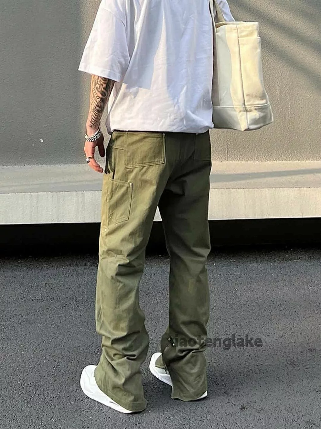 Designer Casual Pants Designer × Japanese Brand × Vintage zipper utility skate hiphop carpenter workwear pants Green