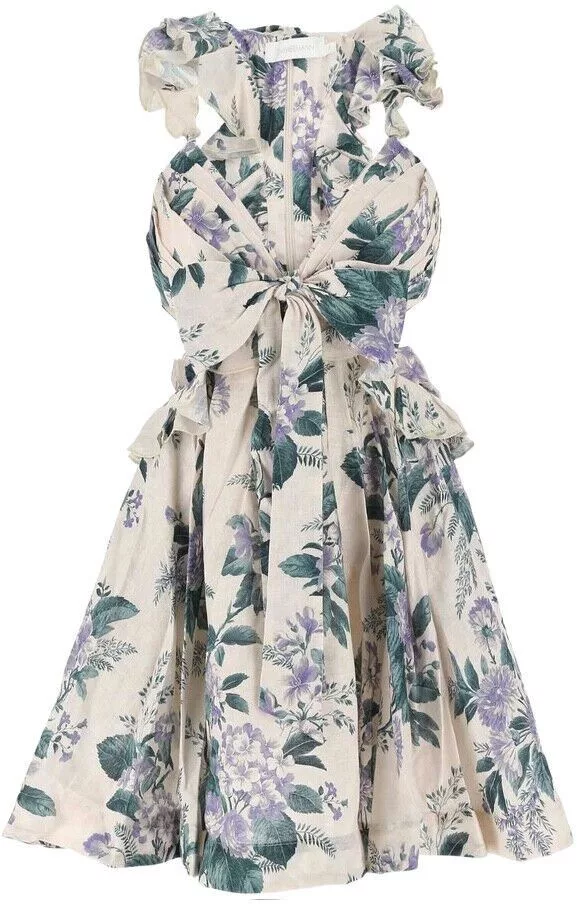 Zimmermann Mini Dresses Zimmermann Cassia Ruffle Mini Dress Multi