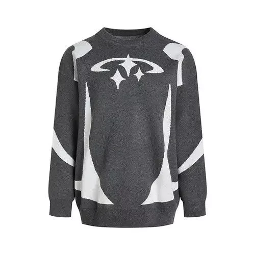 Japanese Brand Sweaters Knitwear Japanese Brand × Vintage Y2K Stars Graphic Sweater Unisex Gray Streetwear