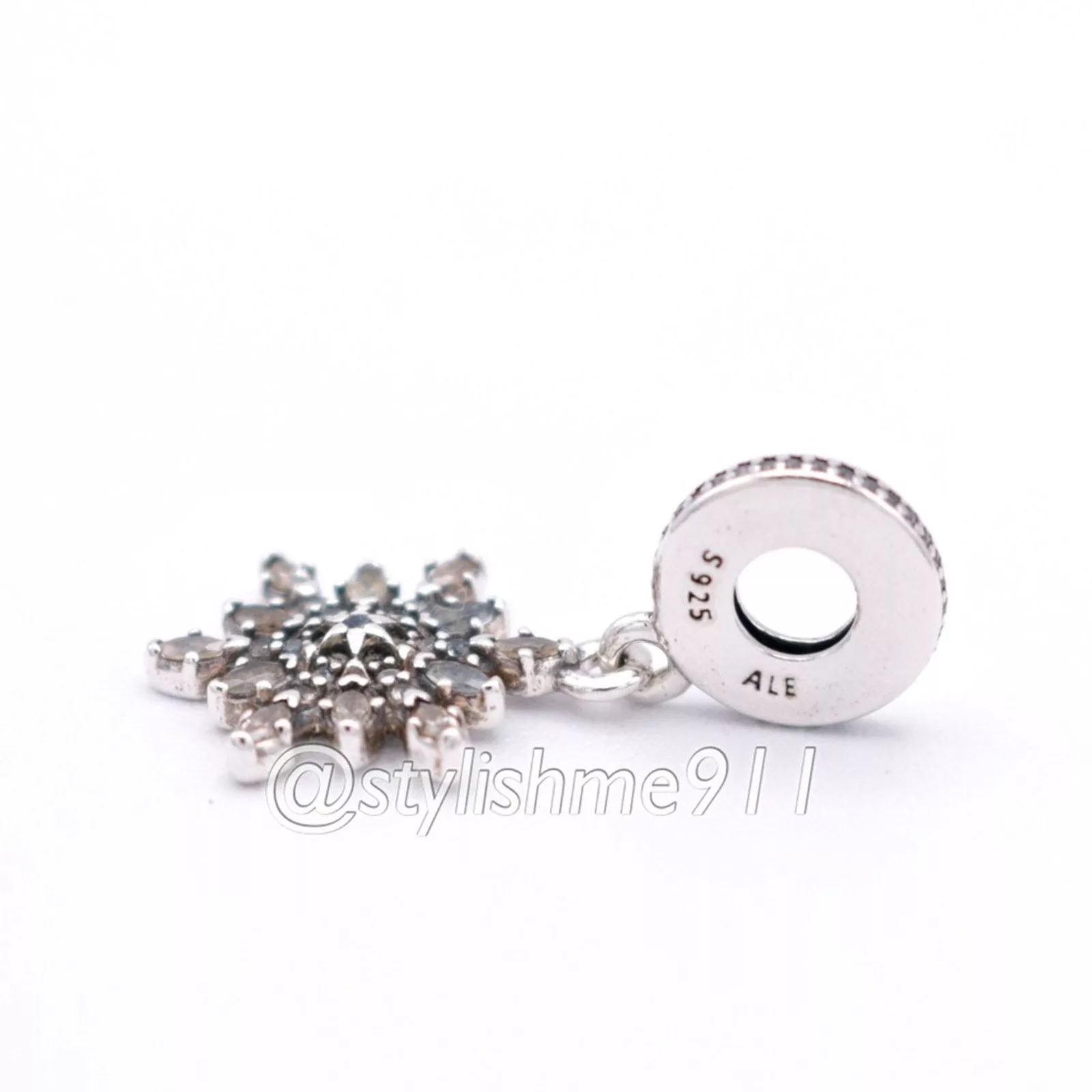 pandora Bracelets Authentic PANDORA Crystalized Snowflake Dangle - 791761NBLMX Blue