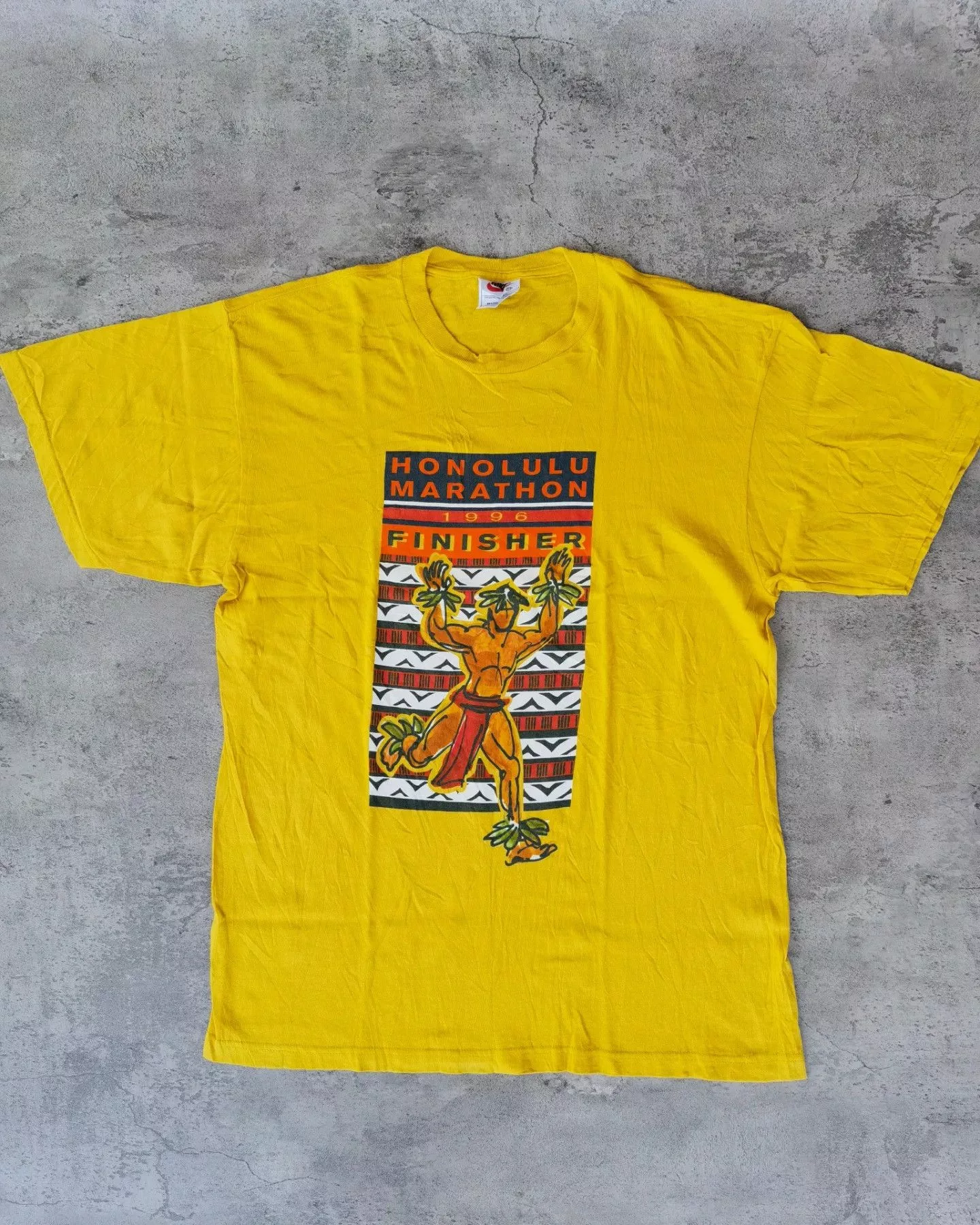 Nike Shirts Button Ups Nike × Vintage Vintage OG Nike Honolulu Marathon Tshirt Yellow Streetwear