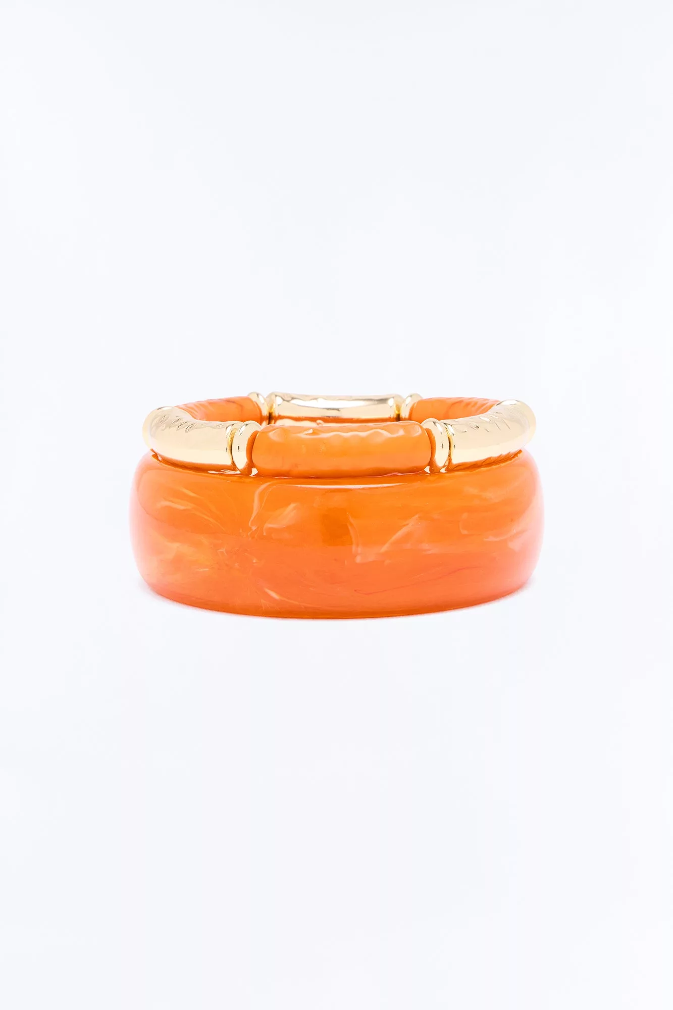 Willow Acrylic 2 Piece Bracelet Set - Orange/combo