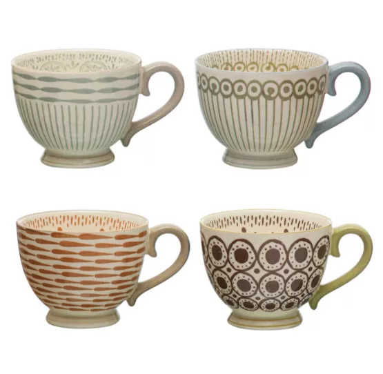 10 oz. Stoneware Mug w/ Pattern, asst