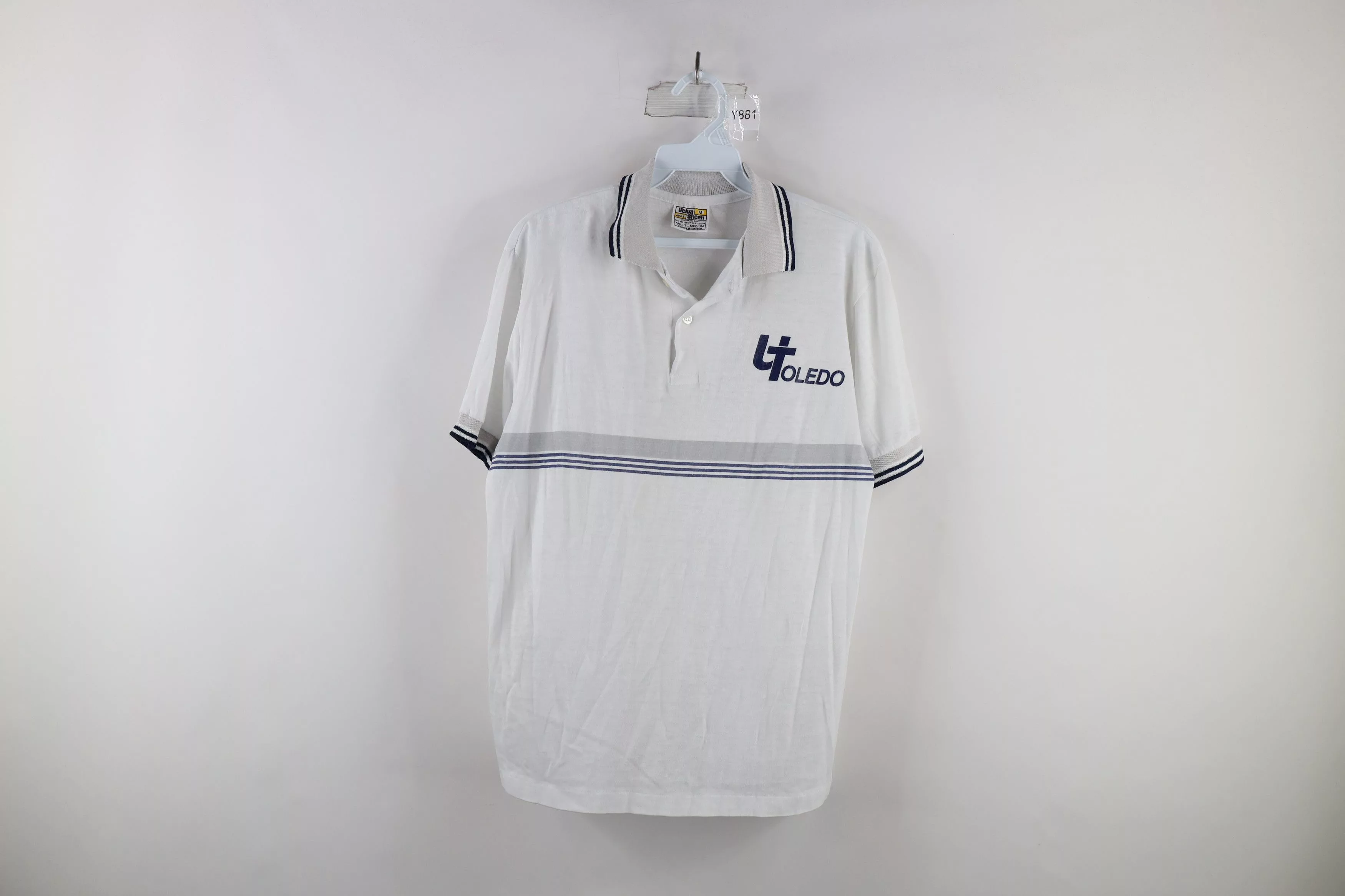 Vintage Polos Vintage 70s Out Striped University of Toledo Polo Shirt USA White