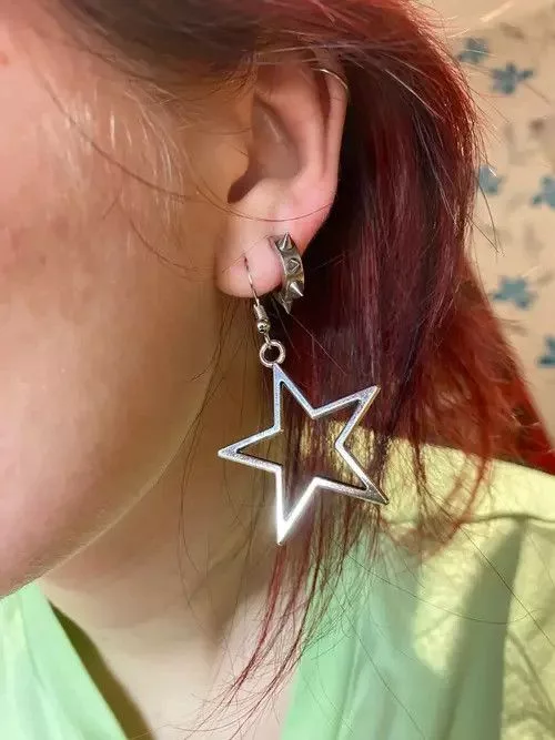 Other Earrings Other Silver Hollow Star Drop Earring Streetwear