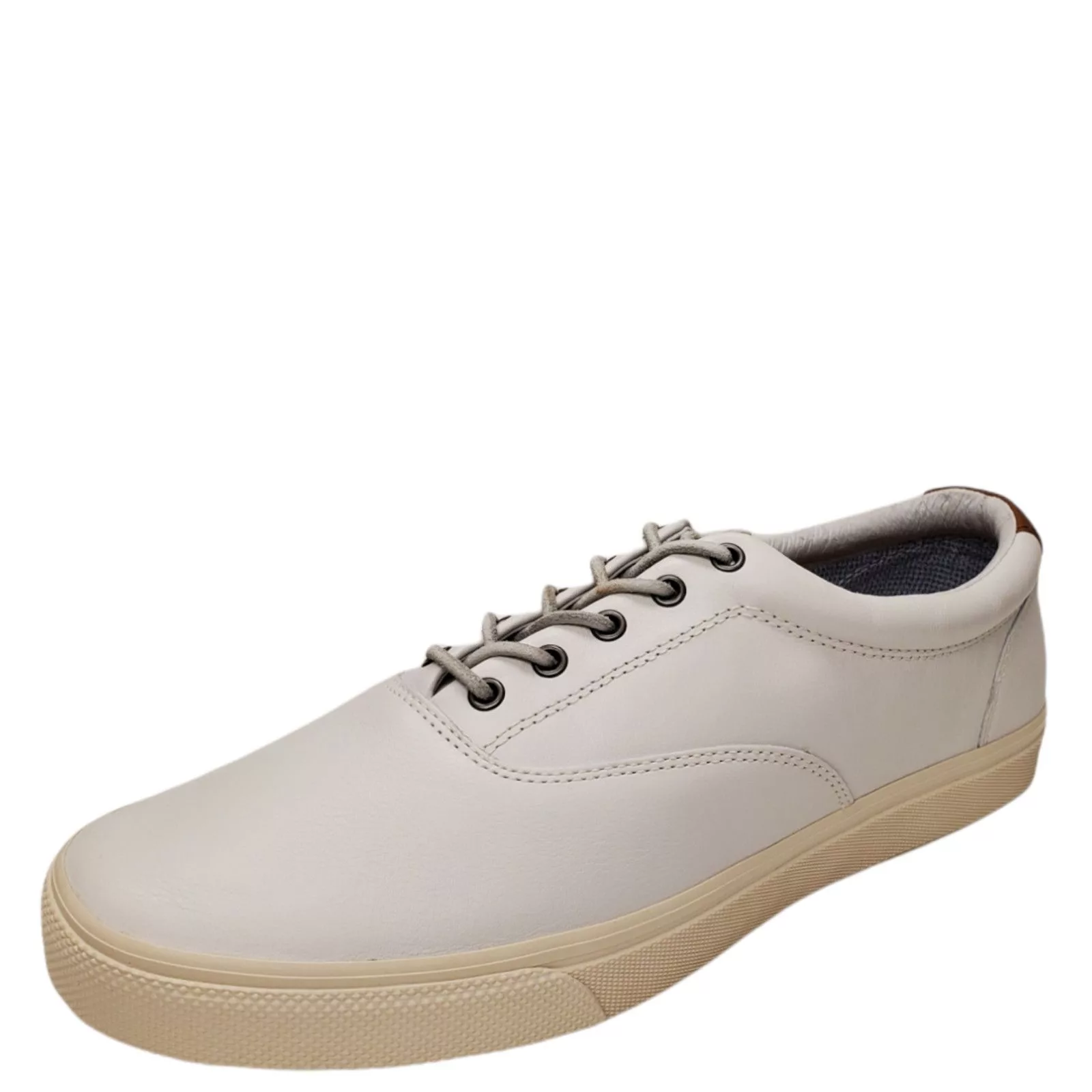 Sperry Low Top Sneakers Sperry Mens Striper Plush Wave Lace-up Sneakers Leather White