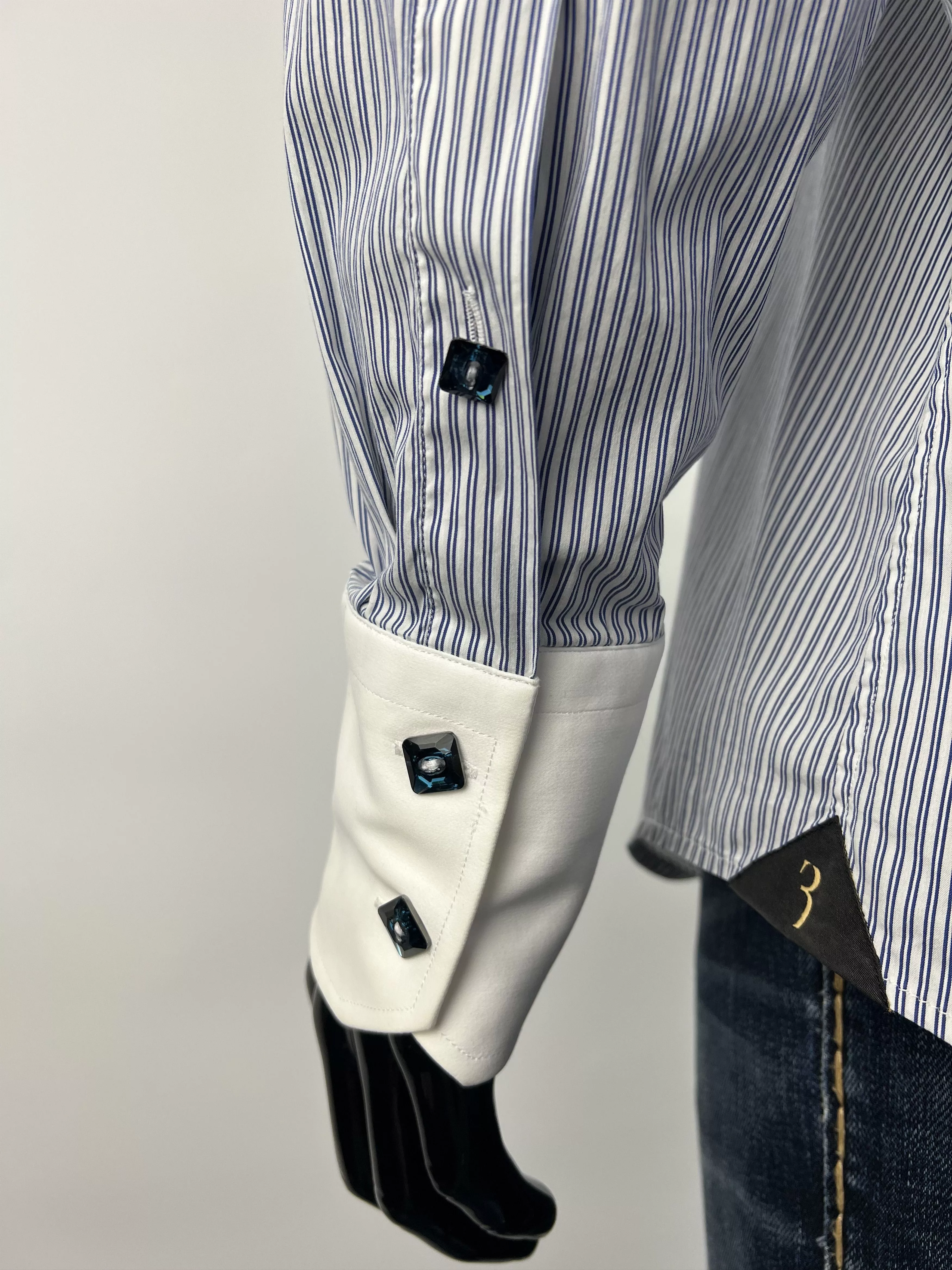 Billionaire Couture Shirts Button Ups Billionaire Couture Striped Cristal Button Up Shirt 18/45 White Vintage