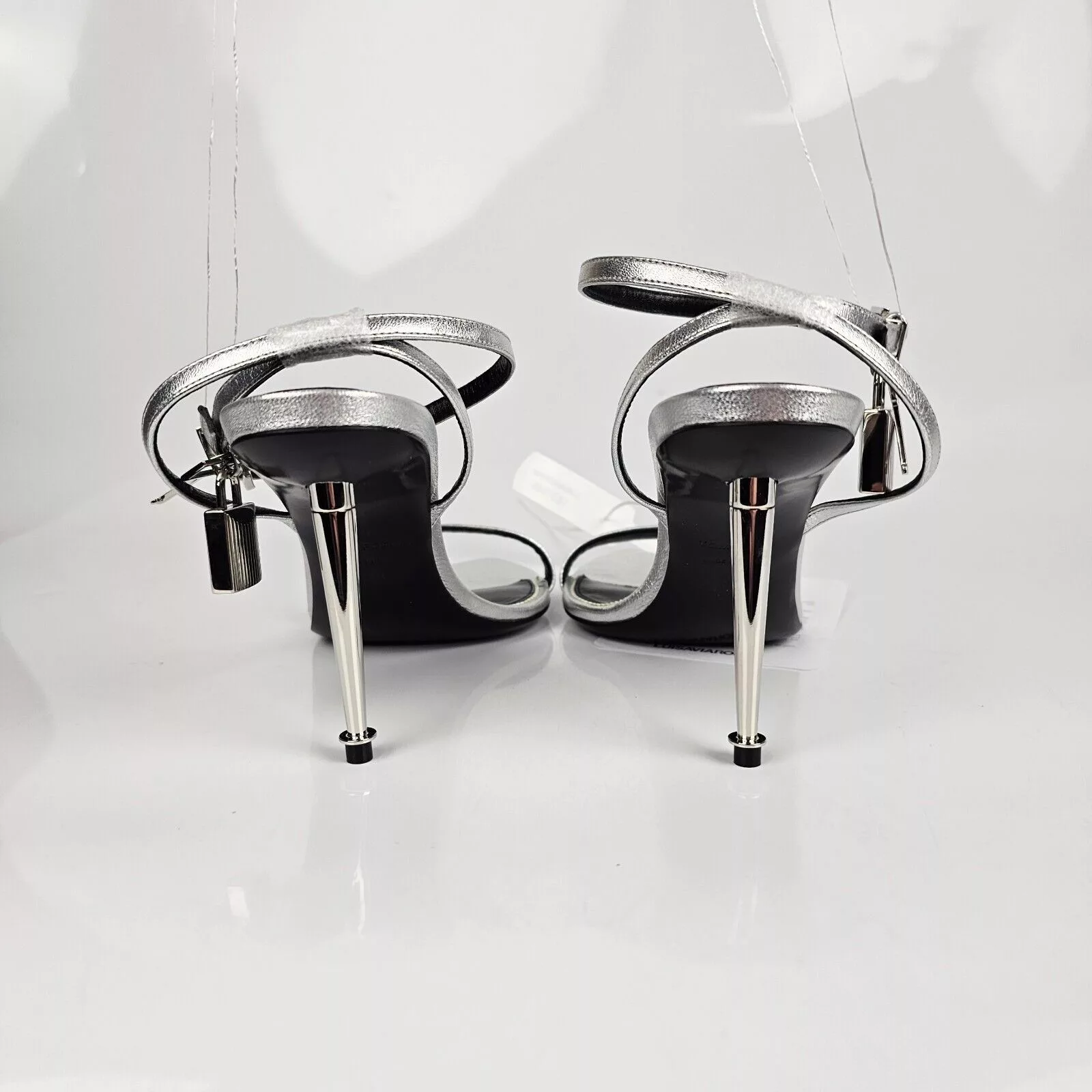 Tom Ford Heels Tom Ford Padlock 85mm Silver Sandals New
