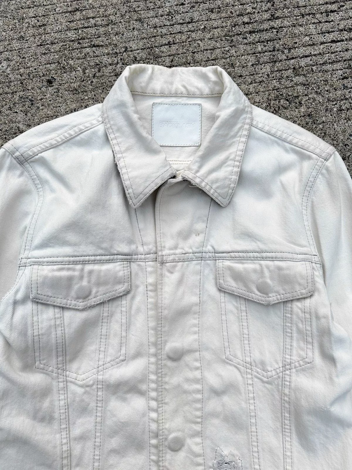Isamu Katayama Backlash Denim Jackets Isamu Katayama Backlash Backlash Leopard Damage Trucker Jacket White