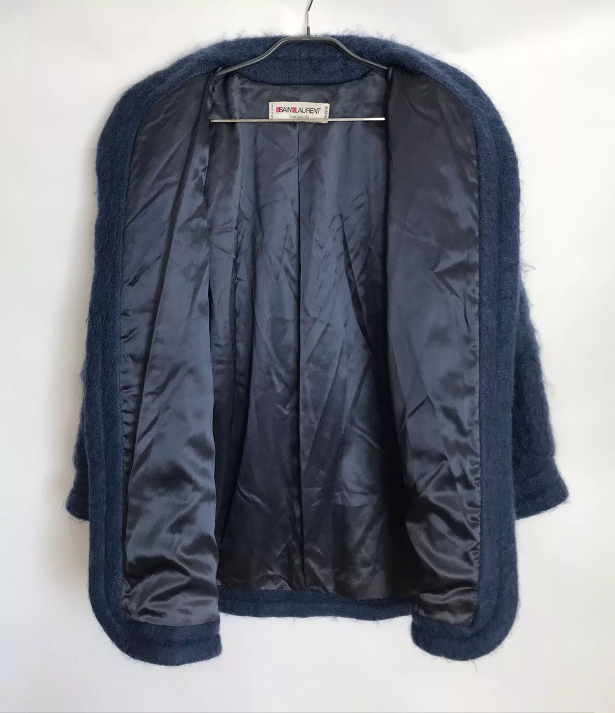 Yves Saint Laurent Fur Faux Fur Yves Saint Laurent Saint Laurent Rive Gauche Mohair Coat Quilted Blue Luxury