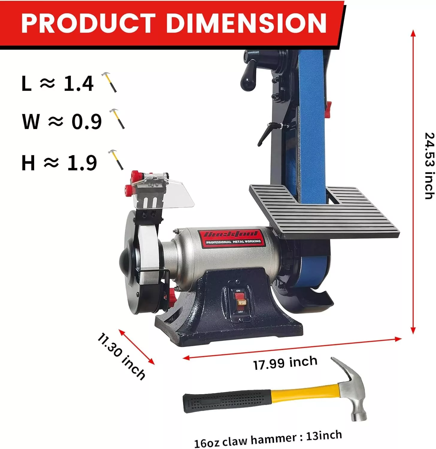 Bucktool Combo 2 x 42" Belt Sander 6" Bench Grinder