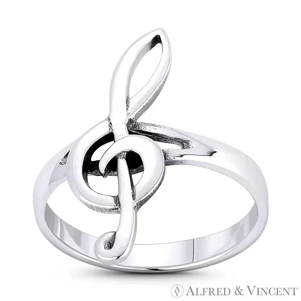 Other Rings Other G-Cleft Musical Symbol Charm Stackable Ring Silver