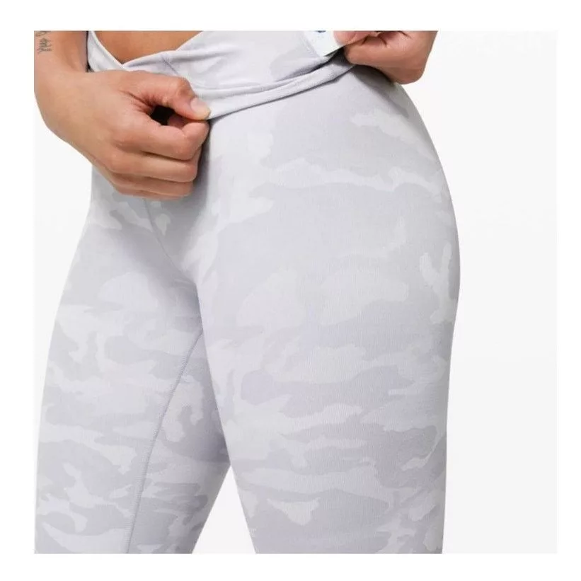 Lululemon Leggings Lululemon White Camo Wunder Under Leggings Size 4 Gray