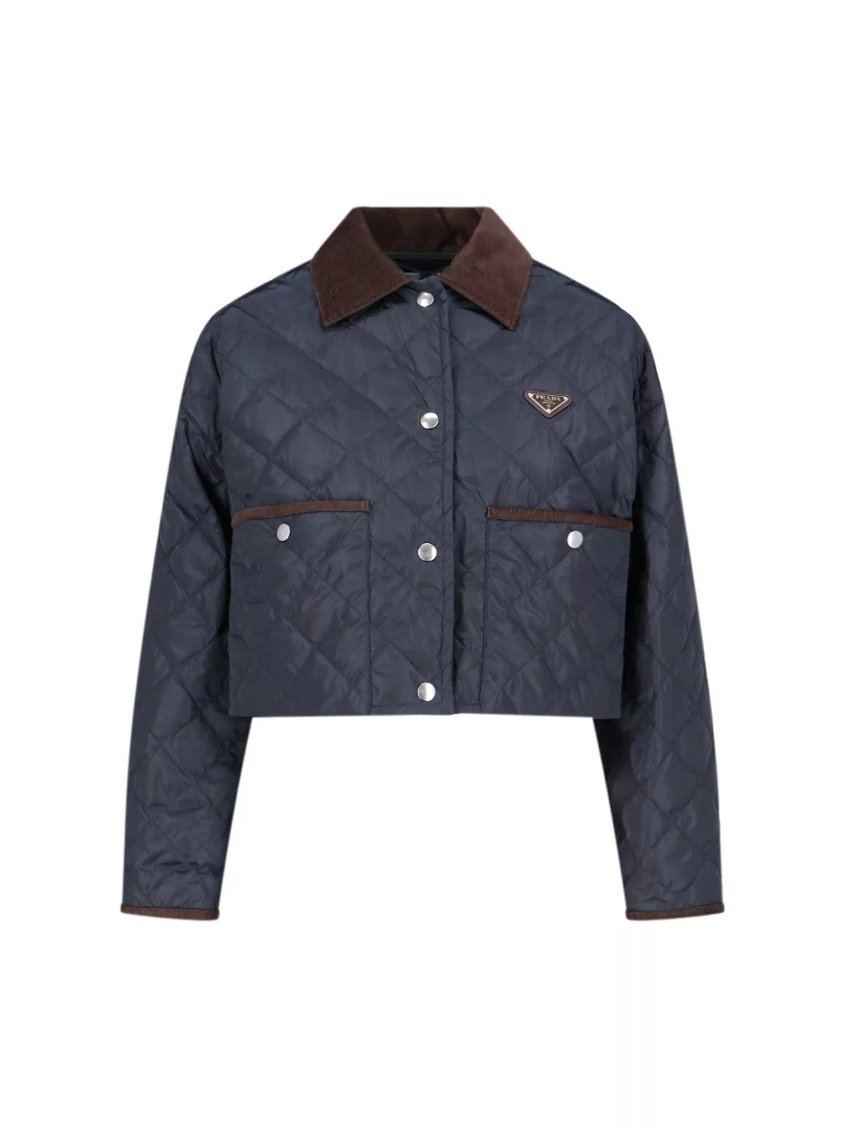 Prada Jackets Prada QUILTED CROP JACKET Blue