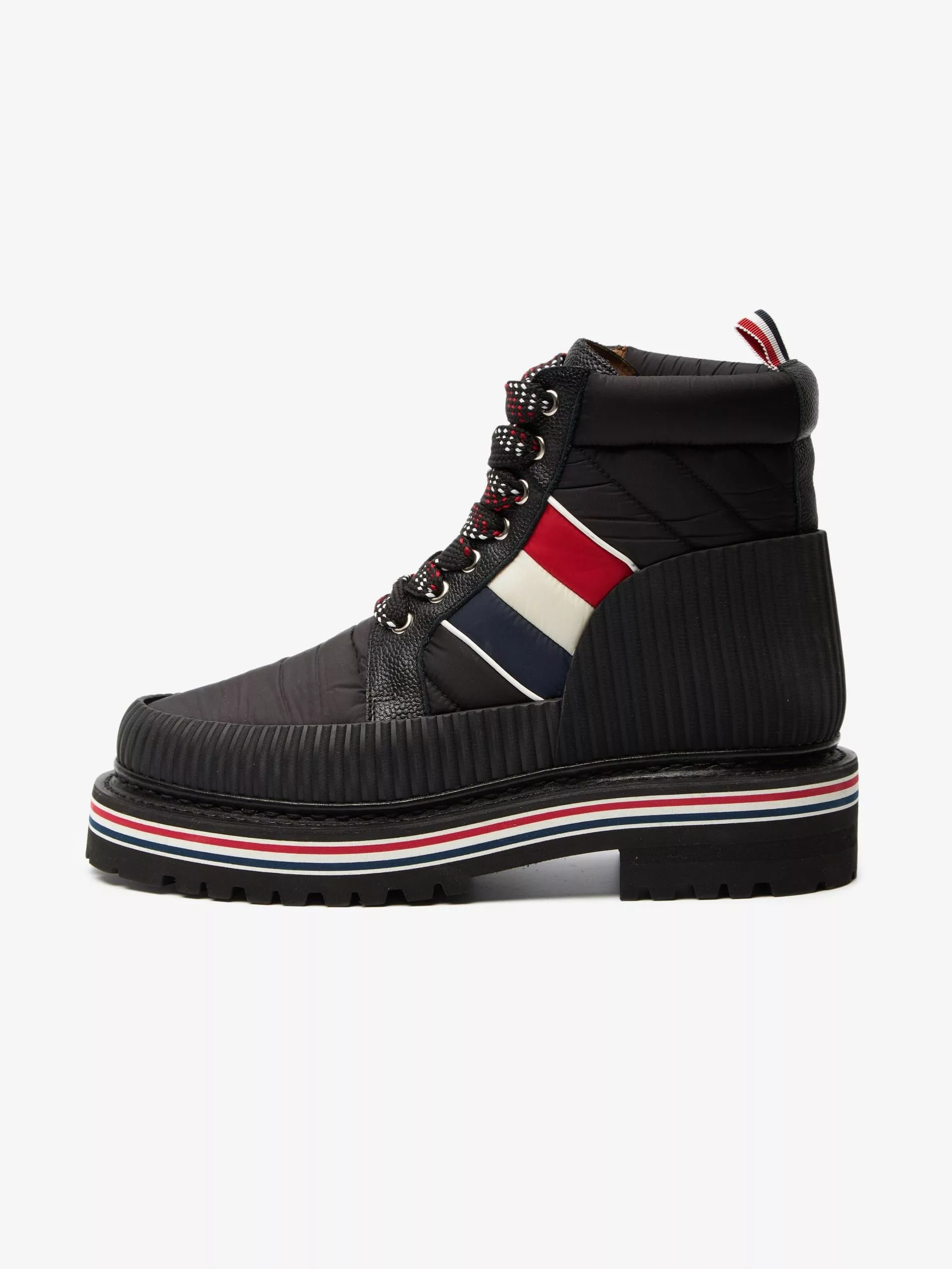 Thom Browne Boots Thom Browne Black Lines Insets Laced High Boots