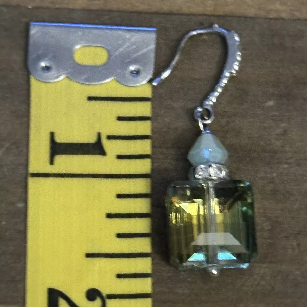 Other Earrings Other Green AB crystal cube dangle earrings