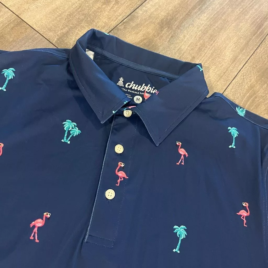 Chubbies Polos Chubbies Blue Athletic Workout Casual Polo Men Medium Bin J-
