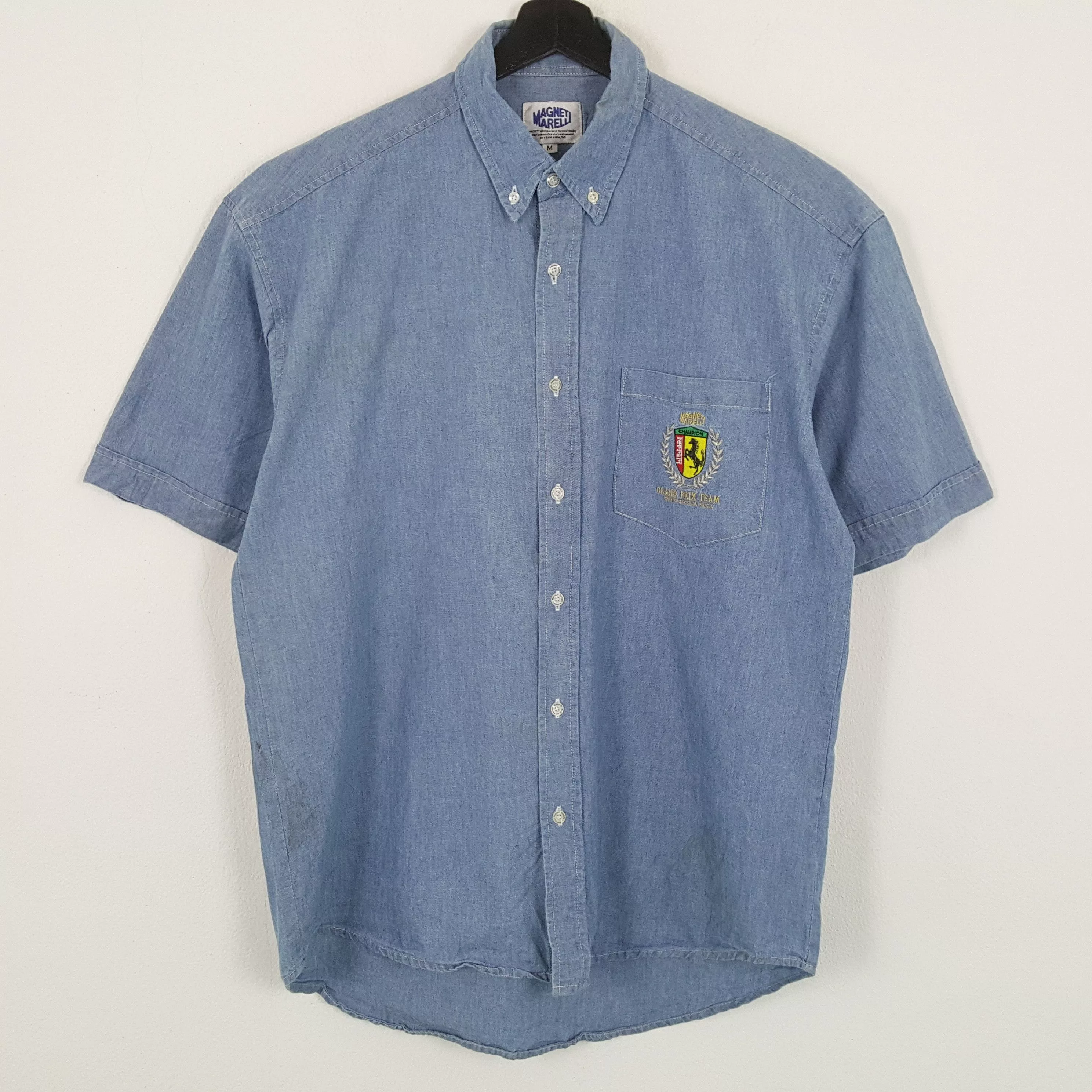 Ferrari Shirts Button Ups MAGNETI MARELLI FERRARI Shirt Casual Style Blue Vintage