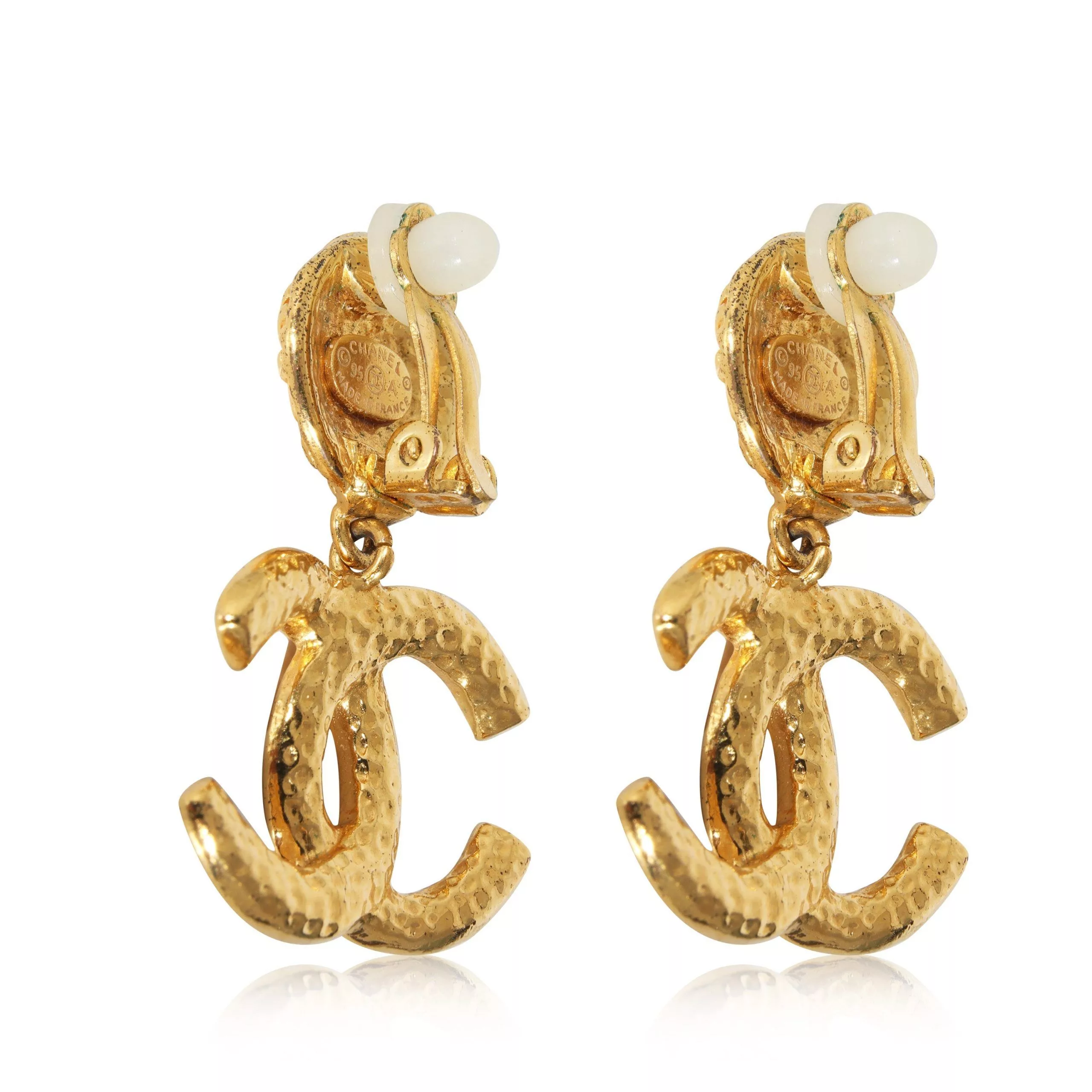 Chanel Rings Chanel Vintage 1995 CC Drop Gold Plated Earring