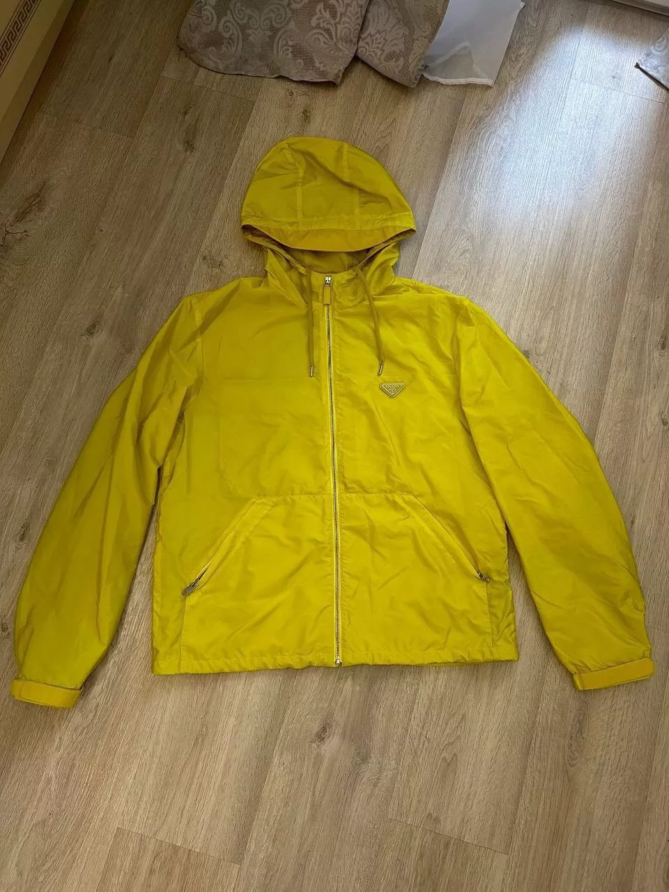 Prada Light Jackets Prada BNWT logo plaque hooded nylon jacket Yellow Luxury