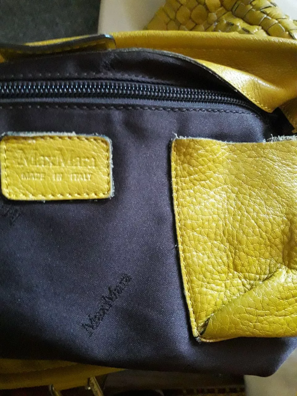 Leather Handle Bags Leather × Max Mara × Vintage Max Mara Leather Handle Bottega Veneta Type Bag Yellow